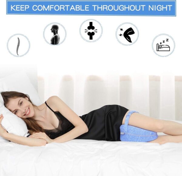 Orthopedisch Kniekussen - Kniekussen Voor In Bed - Ergonomisch Beenkussen - Zijslaapkussen - Kniekussen Voor Zijslapers - Schootkussen - Met Elastische Band - Houding Correctie - Verlichten Rugpijn/Heupklachten/Artrose - Hart Vorm - Blauw