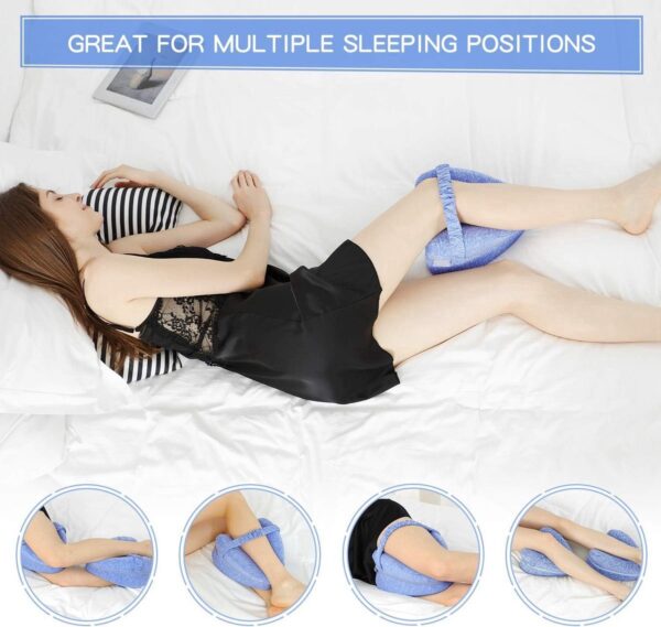 Orthopedisch Kniekussen - Kniekussen Voor In Bed - Ergonomisch Beenkussen - Zijslaapkussen - Kniekussen Voor Zijslapers - Schootkussen - Met Elastische Band - Houding Correctie - Verlichten Rugpijn/Heupklachten/Artrose - Hart Vorm - Blauw