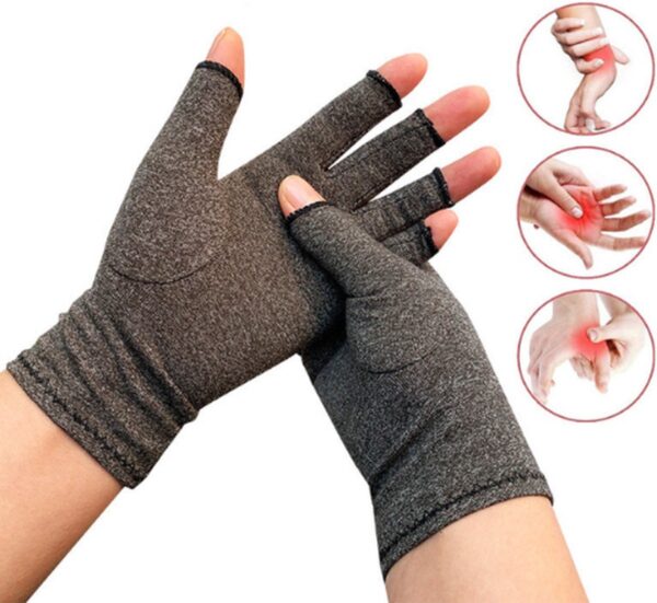 Reuma handschoenen - Artrose handschoenen - Compressie handschoenen - Handschoenen zonder toppen - Reuma - Grijs - S