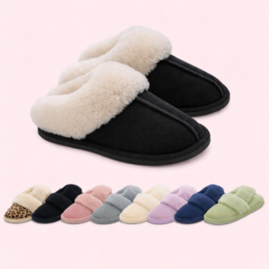 Fluffy Pantoffels Dames en Heren zwart